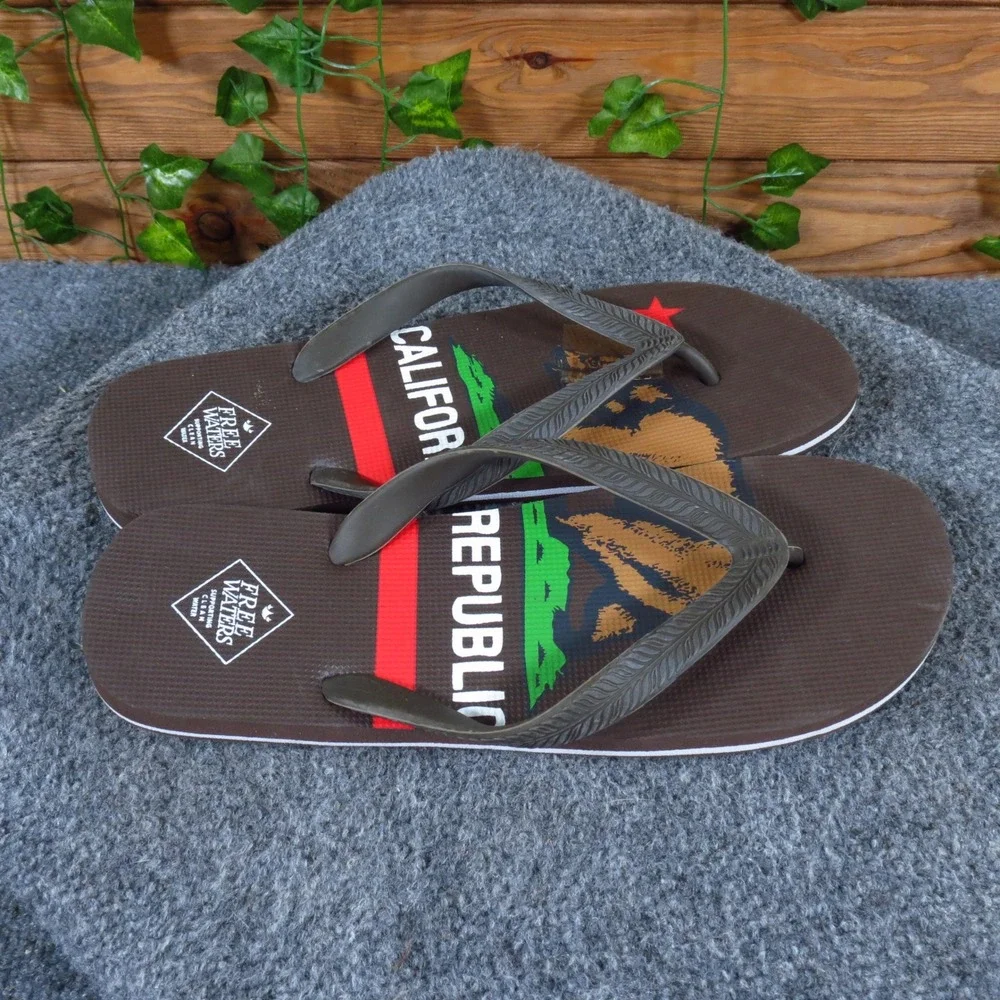 Free Waters Tommy Mens Flip Flop Sandals Size 9 Beach Pool California Brown